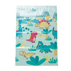 Dinosaur Полиэтиленовые самоклеящиеся упаковочные пакеты, бледные бирюзовая, прямоугольные, рисунок динозавра, 37.5~37.7x25.4~25.5x0.01 см