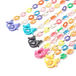 Mixed Color Acrylic Aluminium Cable Chain Necklaces, Mixed Color, 28.5 inch(72.5cm)