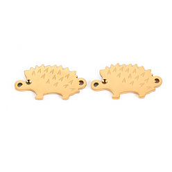Real 14K Gold Plated 304 Stainless Steel Link Connector Rhinestone Settings, Laser Cut, Hedgehog, Real 14K Gold Plated, Fit for 1mm Rhinestone, 16.5x9x1mm, Hole: 0.9mm