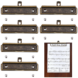 Antique Bronze 6 Bags 304 Stainless Steel Clipboard Clips, Office School Supplies, Antique Bronze, 30x120x3mm, Hole: 4.5mm and 6.5mm