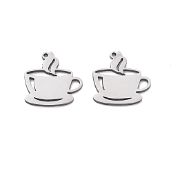 Нержавеющая Сталь Цвет 201 прелести нержавеющей стали, лазерная резка, очарование кофейной чашки, цвет нержавеющей стали, 15x15x1 мм, отверстие : 1 мм