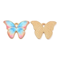 Светло-Голубой Подвески из эмалевого сплава легкого золота, без кадмия и без свинца, очарование бабочки, Небесно-голубой, 16x22x1.5 мм, отверстие : 2x1.5 мм