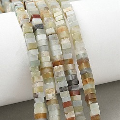 Flower Amazonite Натуральный цветок амазонитовые бусины пряди, квадратный, 4x4x2.5~3 мм, отверстие : 1 мм, около 156~164 шт / нитка, 15.08'' (38.3 см) ~ 15.35'' (39 см)