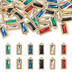 (52) Непрозрачная лаванда 36 шт. 6 подвески из цинкового сплава, цветные, прямоугольный шарм, со стразами, граненые, золотой свет, разноцветные, 22x9x4.4 мм, отверстие : 1.9 мм, 6 шт / цвет