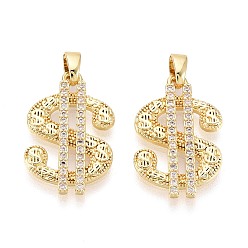 Настоящее золото 18K Латунные микропаве прозрачные подвески с фианитом, подвески в форме куклы, реальный 18 k позолоченный, 21.5x14x2.5 мм, отверстие : 4.5x2 мм