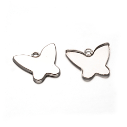 Нержавеющая Сталь Цвет Бабочки настройки подвески кабошон 201 из нержавеющей стали, цвет нержавеющей стали, лоток : 21x9 мм, 19x22x1.2 мм, отверстие : 2.5 мм