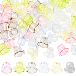 Mixed Color 120Pcs 6 Colors Transparent Acrylic Bead Caps, Flower, Mixed Color, 14.5x17.5~18x17.5~18mm, Hole: 2mm, 20pcs/color