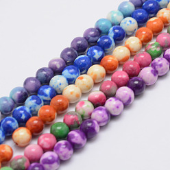 (52) Непрозрачная лаванда Океан Природный белого нефрита бисер нитей, окрашенные, круглые, разноцветные, 6 мм, отверстие : 1 мм, около 65~66 шт / нитка, 15.75 дюйм (40 см)