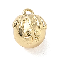 Plaqué 18K Or Véritable Charmes en laiton, fraise avec breloques en forme de patte, réel 18 k plaqué or, 10x8x9mm, Trou: 1.2mm