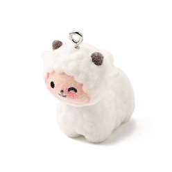 Белый Подвески из непрозрачной смолы, овечьи прелести, с железной платиной петлей, белые, 32x23.5x25 мм, отверстие : 1.8 мм