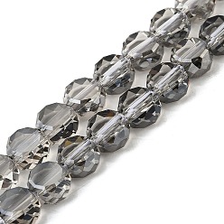Серый Стеклянные бусины с гальваническим покрытием , плоско-круглые, гальваническое покрытие, граненые, серые, 8x5 мм, отверстие : 1.2 мм, около 54 шт / нитка, 15.51 дюйм (39.4 см)