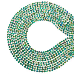 чирок 5 цепочки из сплава стекла и стразов в форме чашек, платина, зелено-синие, 3x2.5x2.5 мм