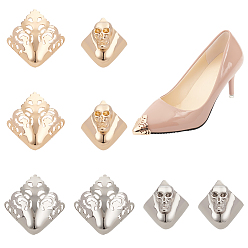 Platinum & Light Gold 8 шт. 4 стили железные накладки на подносок, протекторы для пальцев ног, для остроносых туфель на высоком каблуке, платина и светлое золото, 19.5~27.5x24.5~37.5x21~27 мм, отверстие : 1.5~2.5 мм, 2 шт / стиль