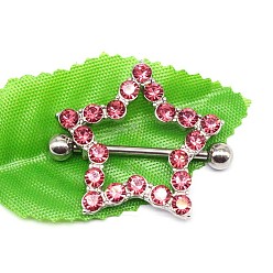 Розовый 304 и 316 хирургические кольца для сосков из нержавеющей стали, со стразами, светло-розовый, 19 мм