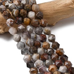 Гобийский агат Натуральные нити бусин агата, звезды вырезать круглые бусы, граненые, 7~8x7~8x7~8 мм, отверстие : 1 мм, около 46~47 шт / нитка, 14.72''~15'' (37.4~38.1 см)