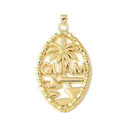 Настоящее золото 18K Латунные подвески, гуам, долговечный, без кадмия и без свинца, стойки покрытие, реальный 18 k позолоченный, 54x31x3 мм, отверстие : 4.5x3.5 мм