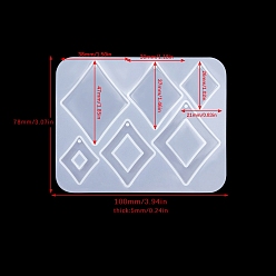 White DIY Food Grade Silicone Pendant Molds, Resin Casting Molds, Clay Craft Mold Tools, Rectangle, White, 100x78x5mm