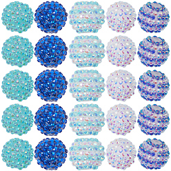 Небесно-голубой 30шт 5 стиль смоляные стразы градуированные бусины, с акриловыми круглыми бусинами внутри, AB-цветов, для жевательной резинки ювелирных изделий, разноцветные, 19.5~20x17.5~20 мм, отверстие : 2~2.8 мм, 6 шт / стиль