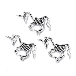 Античное Серебро Сплавочные подвески тибетского стиля, без свинца и без кадмия, единорог, античное серебро, 23x41x3 мм, отверстие : 1.5 мм, Около 171 шт / 500 г