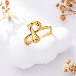 Letter P 304 открытые манжеты из нержавеющей стали для женщин, буквы, реальный 18 k позолоченный, Письмо P, 13~14x7~15 мм