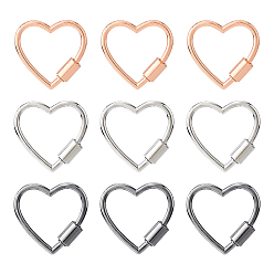 (52) Непрозрачная лаванда 9шт. 3 цвета сплава застежки-карабины в форме сердца, разноцветные, 30x28 мм, 3 шт / цвет