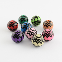 Mixed Color Round Acrylic Beads, Mixed Color, 20mm, Hole: 2.5mm