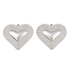 Stainless Steel Color 304 Stainless Steel Pendants, Heart Charms, Stainless Steel Color, 29x32.5x4mm, Hole: 1.2mm
