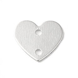 925 Sterling Silver Plated Brass Connector Charms, Heart Links, 925 Sterling Silver Plated, 10x11x0.6mm, Hole: 1.4mm