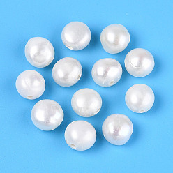 Кремово-белый Естественный культурный жемчуг пресноводных, двух сторон полированной, кремово-белые, 8~10x4.5~8 мм, отверстие : 1.2~1.4 мм