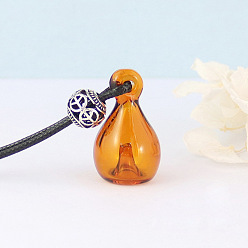 Перу Ожерелье с подвеской из стеклянного флакона духов с восковым шнуром для женщин, Перу, Кулон : 38x16 мм, 17.72 дюйм (45 см)