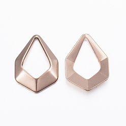 Розовое Золото Ионное покрытие (ip) 304 открытые подвески из нержавеющей стали, , слеза, розовое золото , 21x15x1 мм, отверстие : 14x9 мм