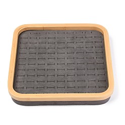 Серый Модные бархатные деревянные шкатулки, дисплея кольца, прямоугольные, серые, 30.3x30.3x4.3 см