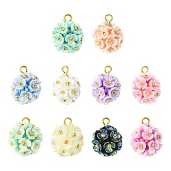 (52) Непрозрачная лаванда 10шт. подвески-цветы из стеклянных бусинок, со смолой и петлей, разноцветные, 20x16.5x15.5 мм, отверстие : 2 мм
