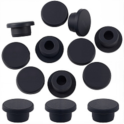 Черный 10шт. силиконовые заглушки для отверстий, вставьте заглушки в отверстия, торцевые заглушки вставок для стоек, для мебельного ограждения, круглые, чёрные, 29x14 мм, штифты : 21 мм