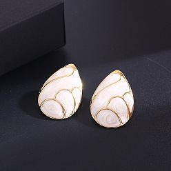 Белый 201 серьги из нержавеющей стали эмаль, слеза, золотые, белые, 94x90 мм