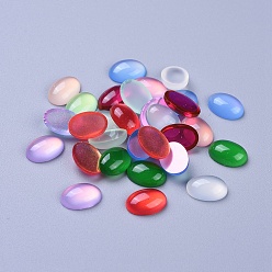 Mixed Color Translucent Resin Cabochons, Oval, Mixed Color, 14x10x4mm