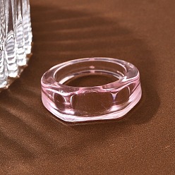 Pink Детский прозрачный акриловый клей на кольцевой основе, прямоугольная пустая простая подкладка кольца настройки для самостоятельного изготовления детских колец, розовые, 8.5 мм, размер США 7 3/4 (17.9 мм)