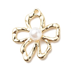 Light Gold Подвески из сплава , с имитацией жемчужные бусины акриловые, цветок, золотой свет, 25x21.5x6.5 мм, отверстие : 1.5 мм