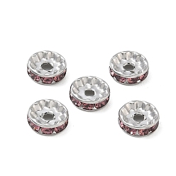 Light Rosaline AB 304 Edelstahl Rhinestone-Spacer Perlen, flache Runde/Scheiben, Edelstahl Farbe, leicht rosaline ab, 10x3 mm, Bohrung: 2 mm
