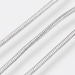 Real Platinum Plated Long-Lasting Plated Brass Snake Chain Necklaces, with Lobster Claw Clasp, Nickel Free, Real Platinum Plated, 18.1 inch (46cm), 1mm