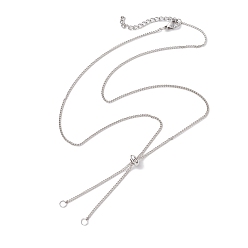 Платинированный Изготовление ожерелья из латуни, с цепочкой-панцирем и скользящими бусинами, Реальная платина, 21-1/4 дюйм (54 см)