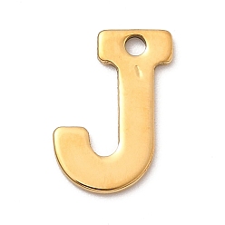 Letter J 304 прелести нержавеющей стали, письмо амулеты, ионное покрытие (ip), реальный 18 k позолоченный, буква J, 11x8x0.8 мм, отверстие : 1.2 мм