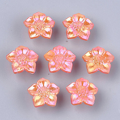 Темно-Оранжевый Непрозрачный, как пластиковые кнопки хвостовика, жемчужные, цветок, темно-оранжевый, 16.5x17x9 мм, Отверстие : 3 мм , около 1150 шт / 500 г