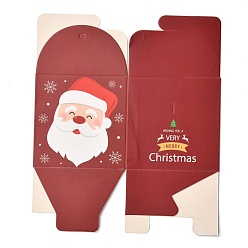 Santa Claus Christmas Folding Gift Boxes, with Transparent Window and Ribbon, Gift Wrapping Bags, for Presents Candies Cookies, Santa Claus, 9x9x15cm