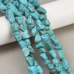 Светло-голубой Природные Говлит бисер нитей, окрашенные, самородки, светло-голубой, 6~15x8~12x6.5~10 мм, отверстие : 0.7 мм, около 26~32 шт / нитка, 14.76~15.35'' (37.5~39 см)