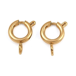 Настоящее золото 18K 304 пружинные кольца из нержавеющей стали, ионное покрытие (ip), реальный 18 k позолоченный, 12x8x2 мм, отверстие : 2.5 мм