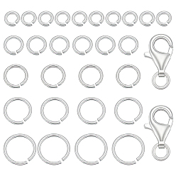 Платиновый & Серебристый 2 шт. 925 застежки-когти из стерлингового серебра, с прыжковых колец, с 28шт. открытым соединительным кольцом, Платина и серебро, 11x7x3 мм, отверстие : 2.7 мм