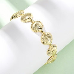 Настоящее золото 18K Латунь ссылка браслеты для женщин, формы раковины, долговечный, стойки покрытие, без свинца и без кадмия, реальный 18 k позолоченный, 7-7/8 дюйм (20 см), ссылка: 17x12.5x5 mm