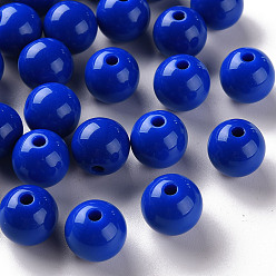 Синий Непрозрачные акриловые бусины, круглые, синие, 12x11 мм, отверстие : 1.8 мм, Около 56600 шт / 50000 г