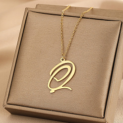 Letter Q 304 ожерелья с подвеской в форме сердца из нержавеющей стали для женщин и мужчин, золотые, Буква Q, 15.75~17.72 дюйм (40~45 см)